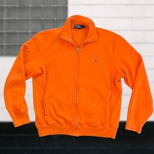 Vintage Polo Orange Cotton Zip-Up Sweater